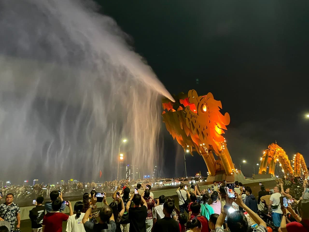 Watching the Dragon Bridge Water and Fire Show